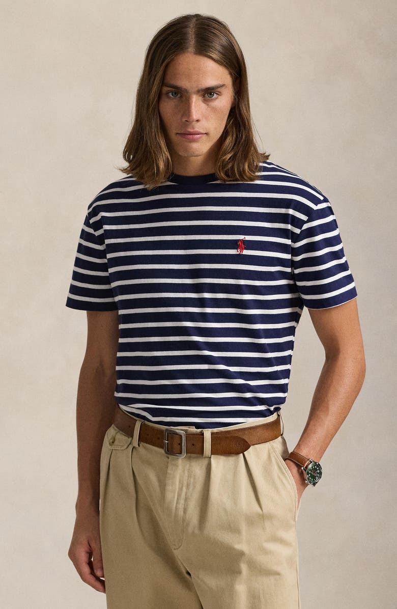 Polo Ralph Lauren Stripe Classic Fit Jersey Crewneck T-Shirt, Alternate, color,