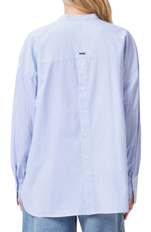 Allsaints Ana Stripe Cotton Button-up Shirt In Pastel Blue