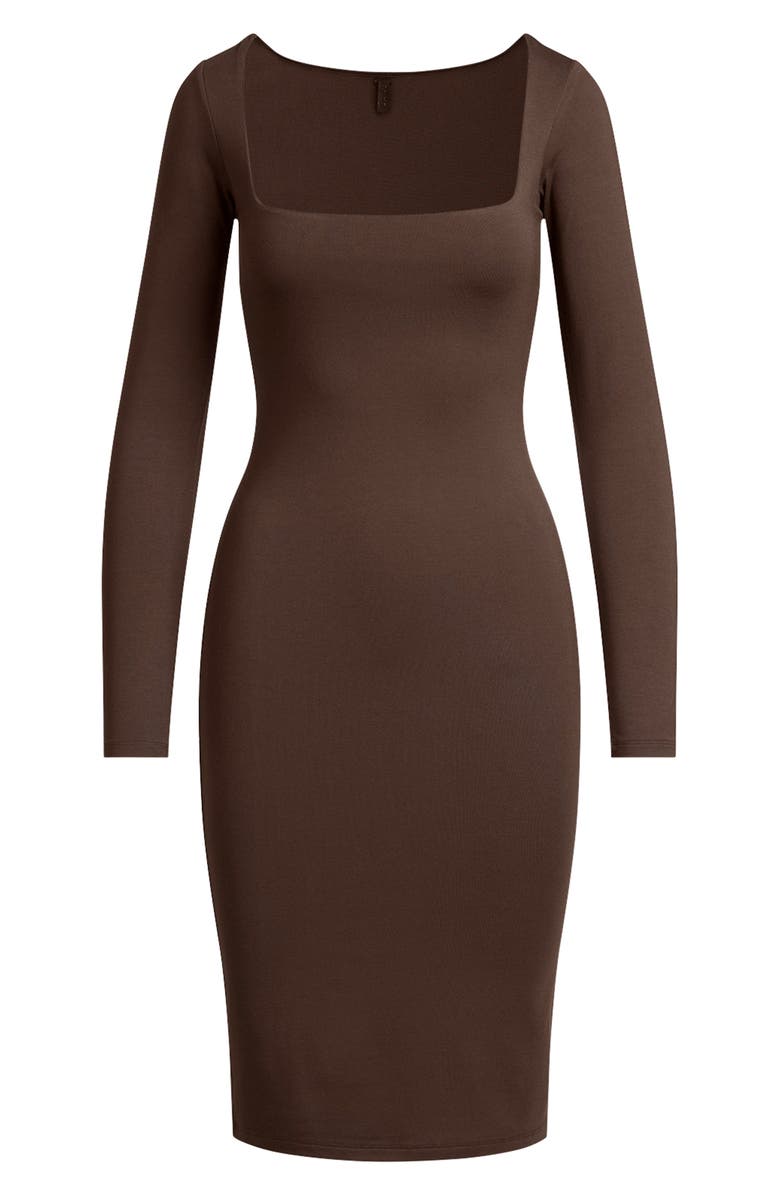 SKIMS Smooth Layers Long Sleeve Dress, Alternate, color, Espresso