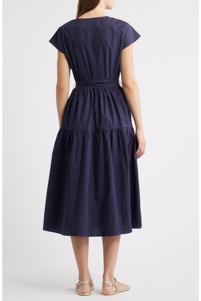 Posey Wrap Front Tiered Cotton Dress, Alternate, color, NAVY