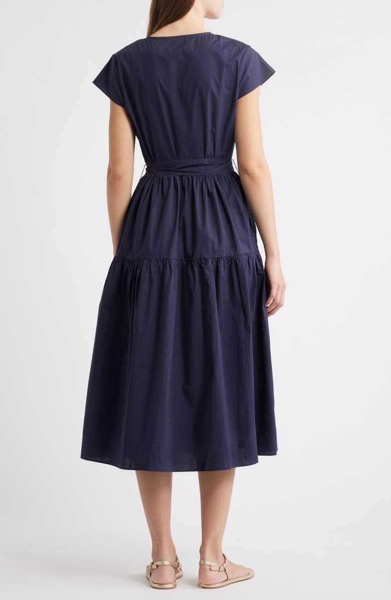 Brave+True Posey Wrap Front Tiered Cotton Dress, Alternate, color, Navy