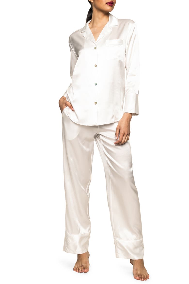 Classic Silk Pajamas, Main, color, WHITE