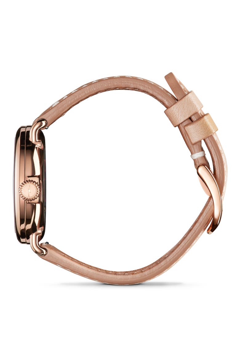 x Disney Runwell Mickey Classic Leather Strap Watch, 36mm, Alternate, color, BIEGE/ WHITE/ ROSE GOLD