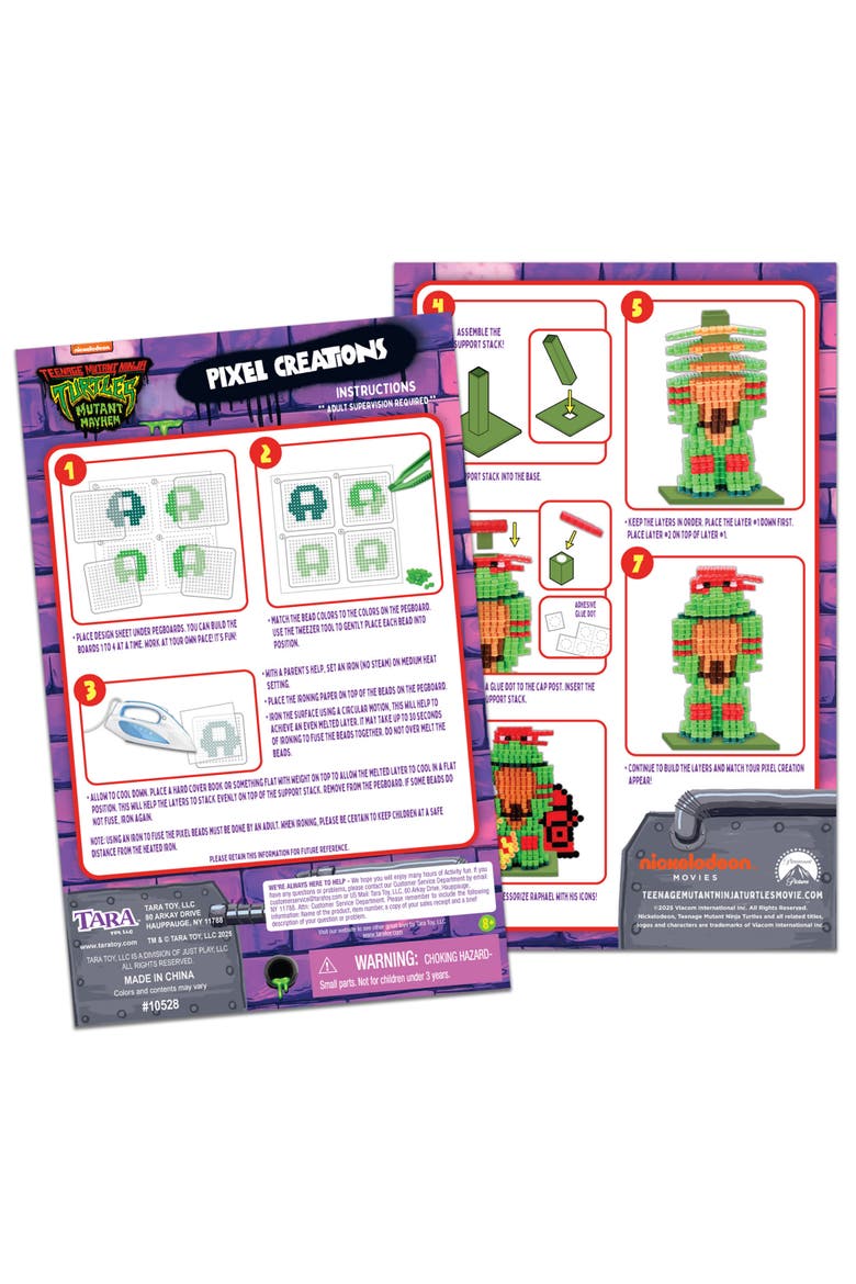 3d Pixel Creations Tmnt 2500 Beads Kit, Diy Character Craft Set, Alternate, color, Multicolored