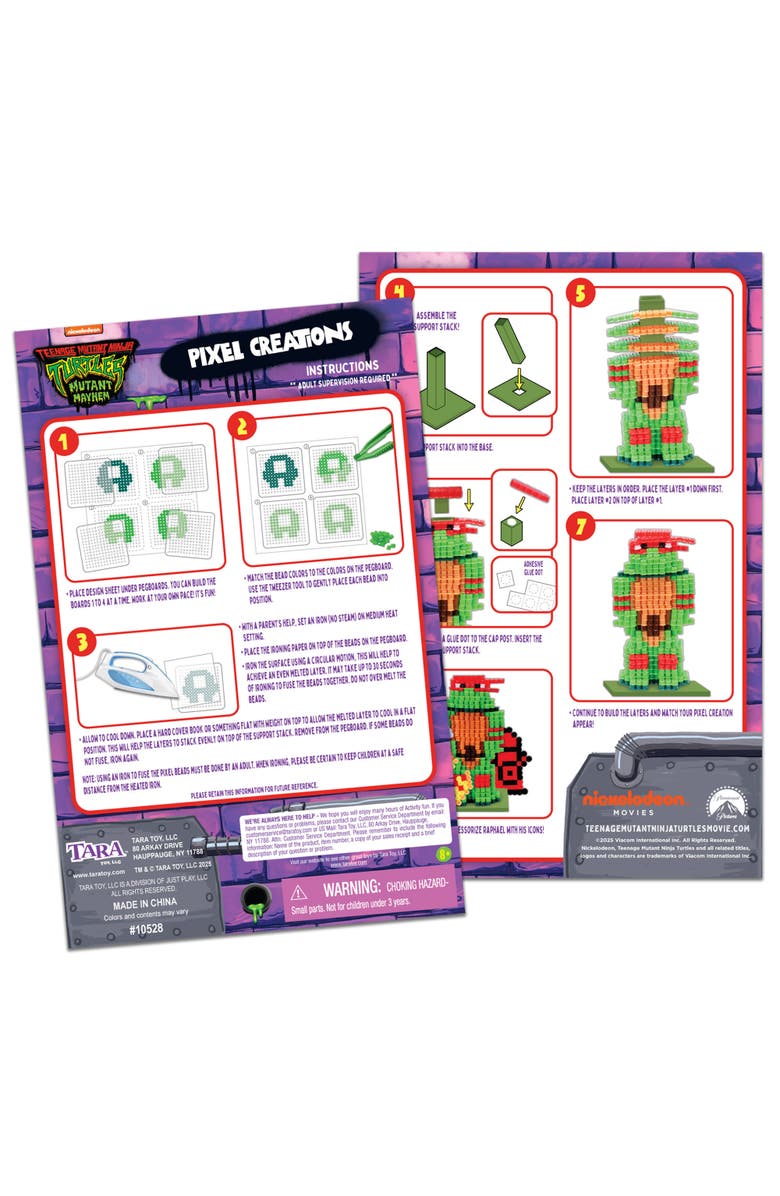Tara Toy 3d Pixel Creations Tmnt 2500 Beads Kit, Diy Character Craft Set, Alternate, color, Multicolored