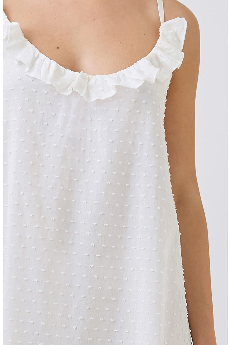 Swiss Dot Frill Cotton Maxi Nightgown, Alternate, color, ECRU