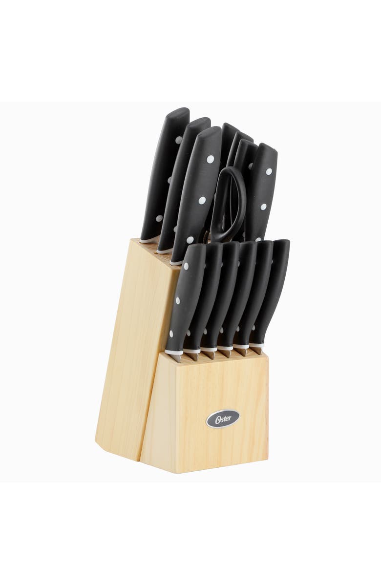 OSTER Collister 15 Piece Stainless Steel Cutlery Set with Soft Grip Handles, Main, color, Black