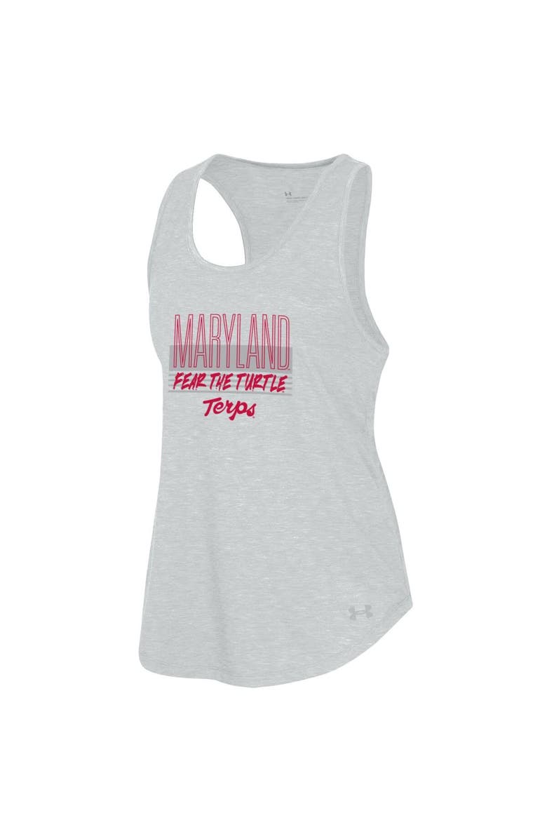 Under Armour Women's Under Armour Heather Gray Maryland Terrapins Breezy Racerback Tri-Blend Tank Top, Alternate, color, 