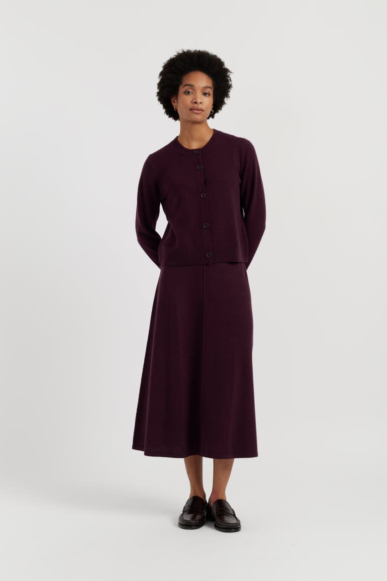 Wool Cashmere Midi Skirt, Alternate, color, Aubergine