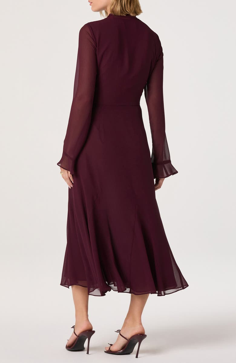 ASTR the Label Tie Neck Long Sleeve Dress, Alternate, color, Raisin