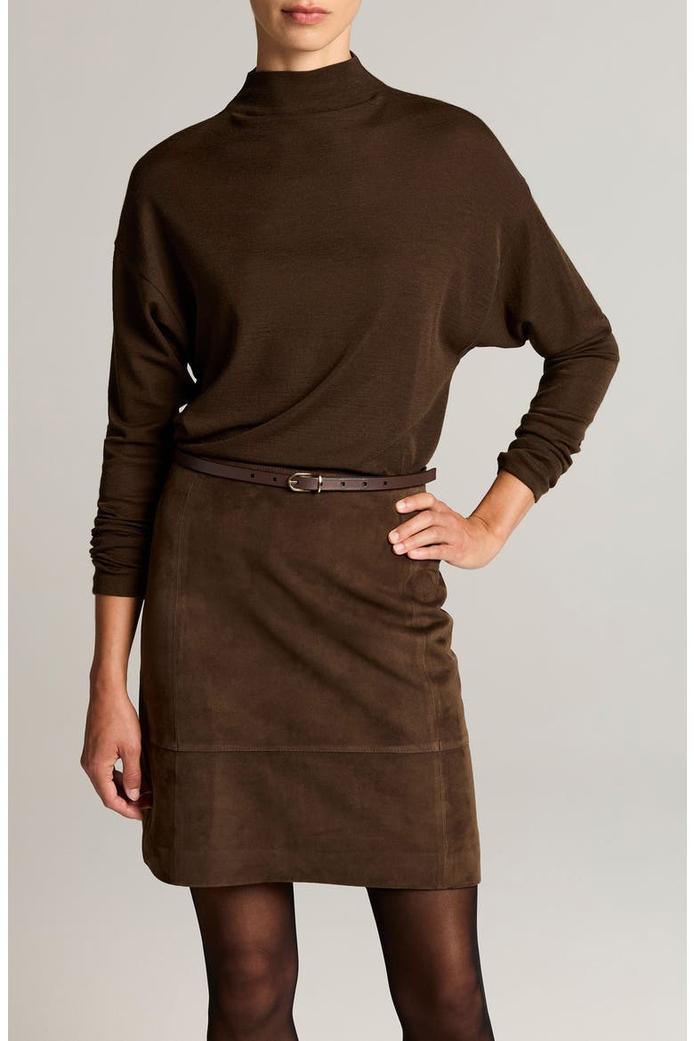 Relaxed Funnel Neck Wool Blend Top, Alternate, color, PINEWOOD