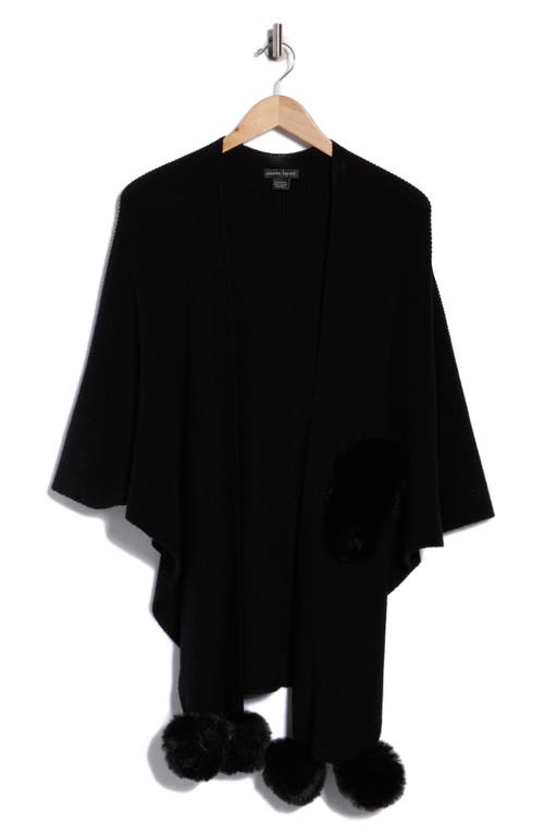 Nanette Lepore Elegant Cropped Pompom Ruana In Black