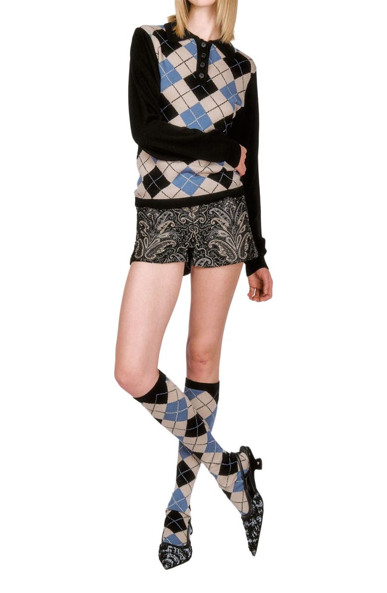 Anna Sui Argyle Knit Polo, Alternate, color,