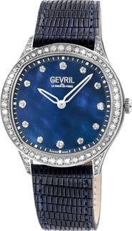 GEVRIL Morcote Swiss Diamond Leather Strap Watch, 36mm - 1.3ct.