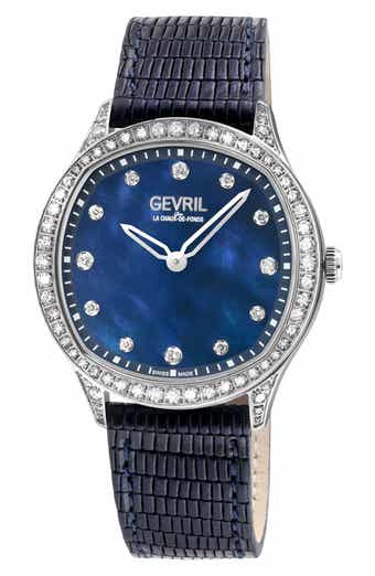 GEVRIL Morcote Swiss Diamond Leather Strap Watch, 36mm - 1.3ct.
