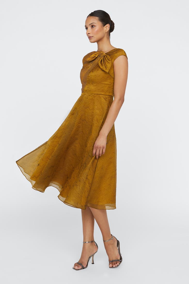 Helen Tie Neck Cocktail Dress, Alternate, color, Gold Nectar