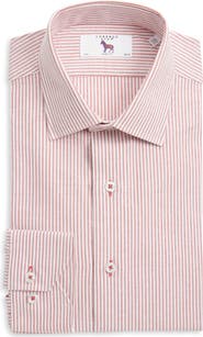 Lorenzo Uomo Trim Fit Stripe Cotton Oxford Cloth Dress Shirt