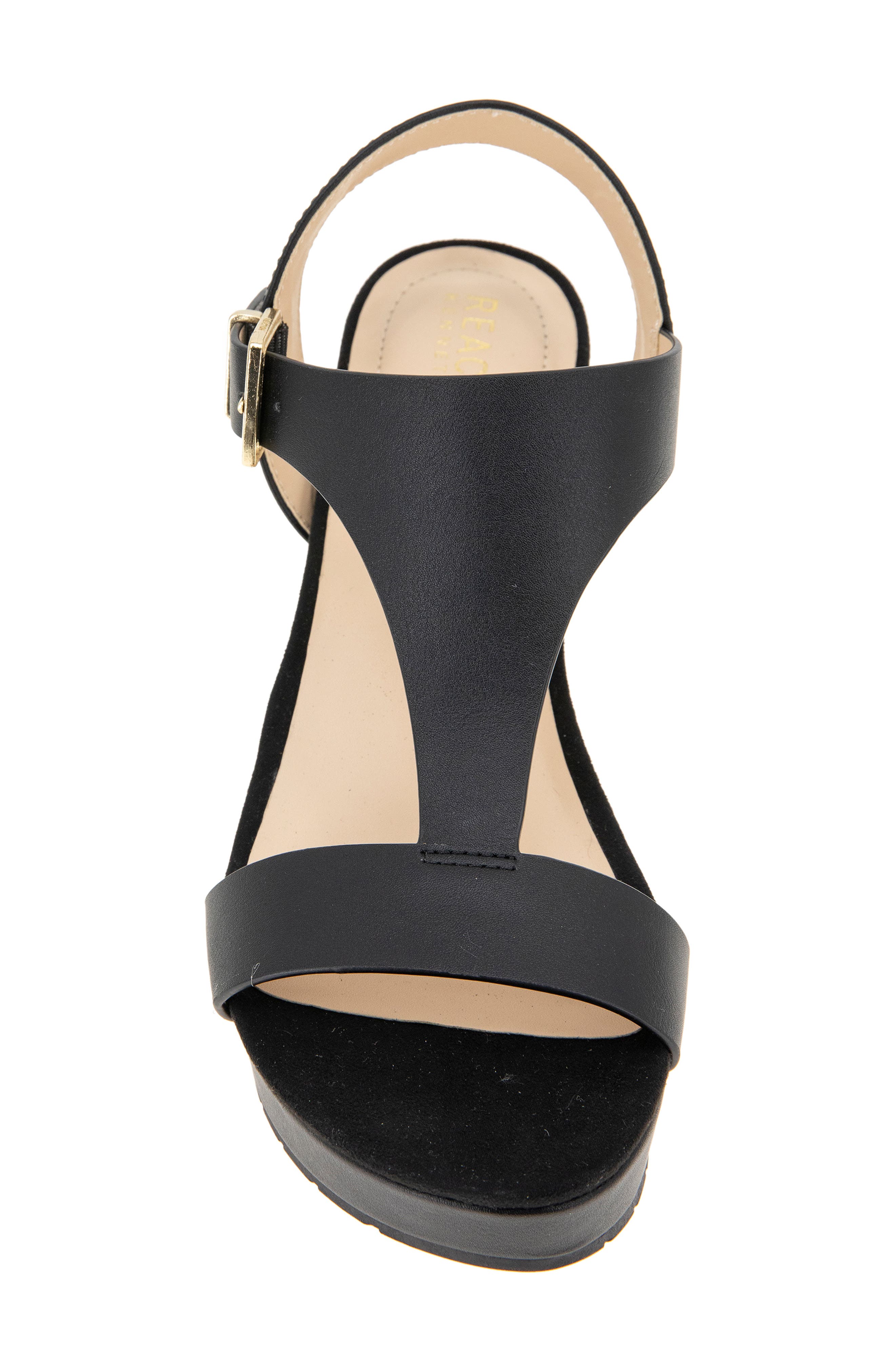 Reaction Kenneth Cole Card Platform Wedge Sandal, Alternate, color, Black/Black
