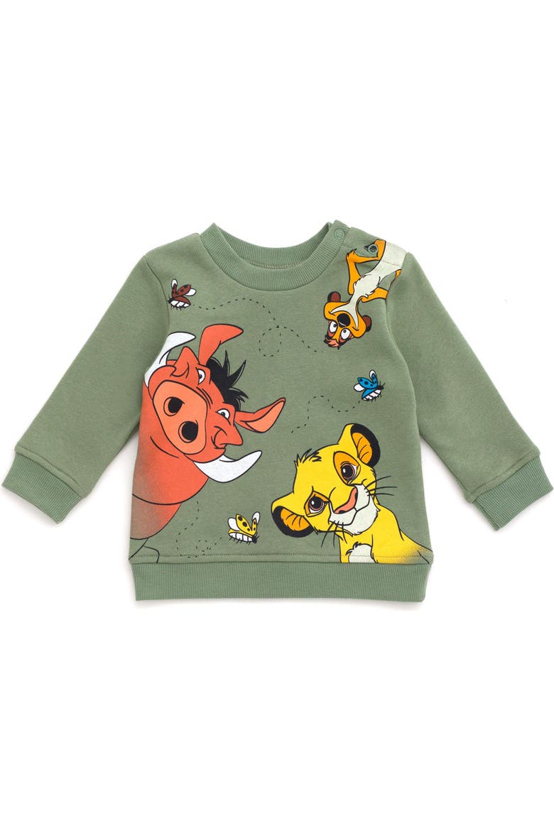 Lion King Fleece 2-Piece Sweatshirt and Pants Set, Alternate, color, Simba Pumbaa Green