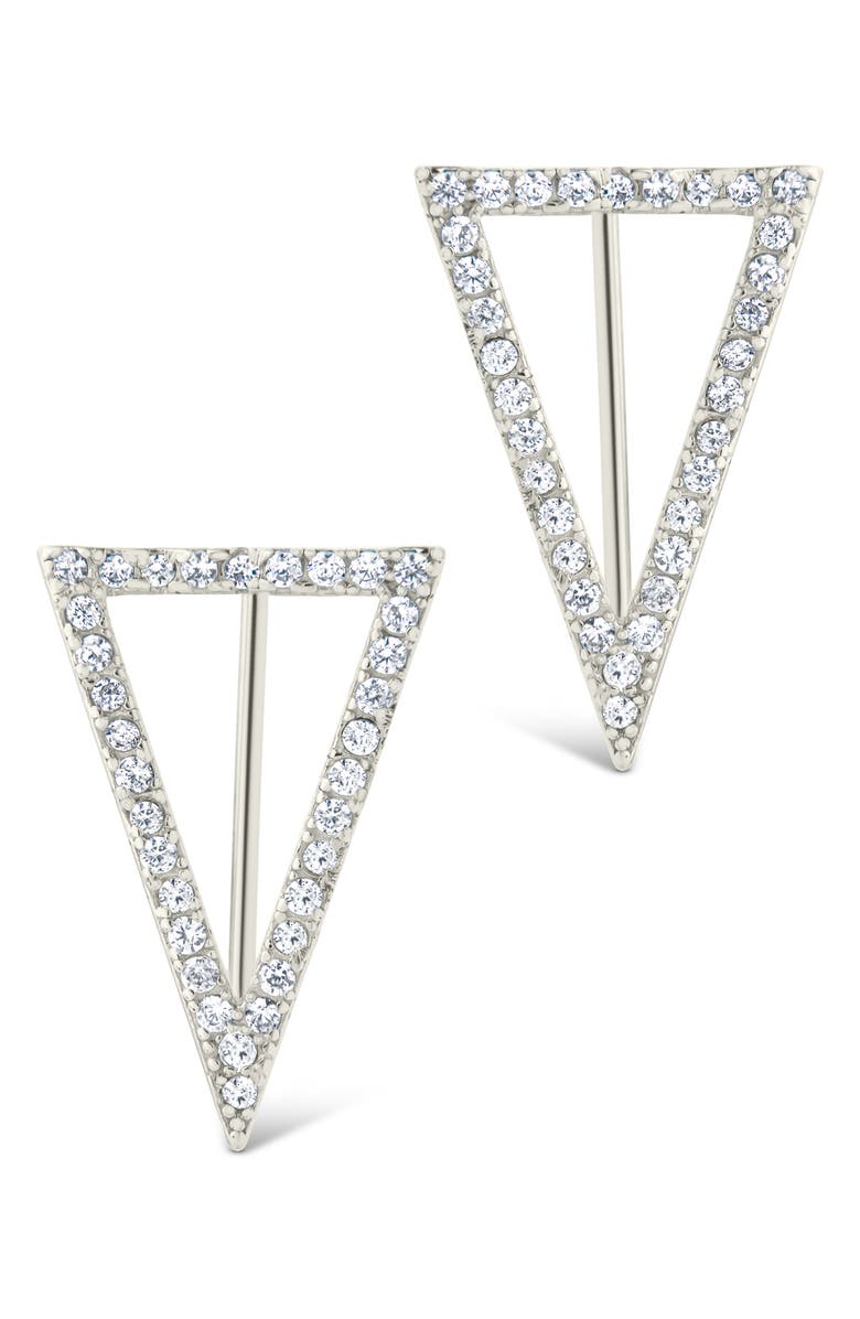 Sterling Forever Janine Cubic Zirconia Geometric Threader Earrings, Alternate, color, Silver