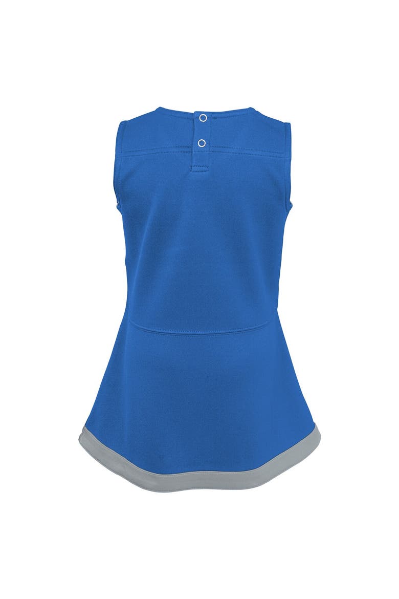 Girls Preschool Blue Detroit Lions Two-Piece Cheer Captain Jumper Dress with Bloomers Set, Alternate, color, Blue