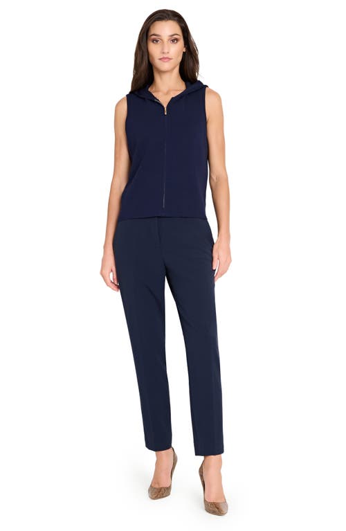 Tahari Asl Zip-up Hooded Sweater Vest In Blue