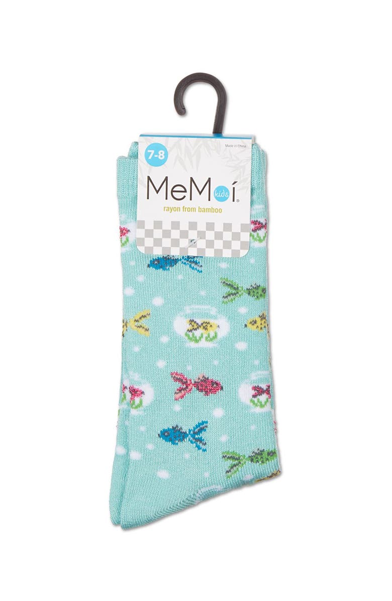 MeMoi Goldfish Crew Socks, Alternate, color, Aqua
