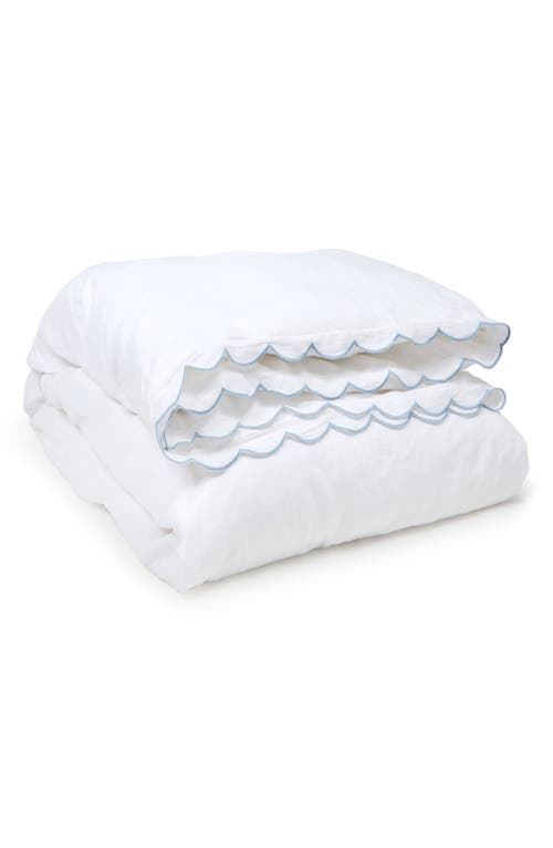 Pom Pom at Home Kelly Linen Duvet Cover in White/French Blue 