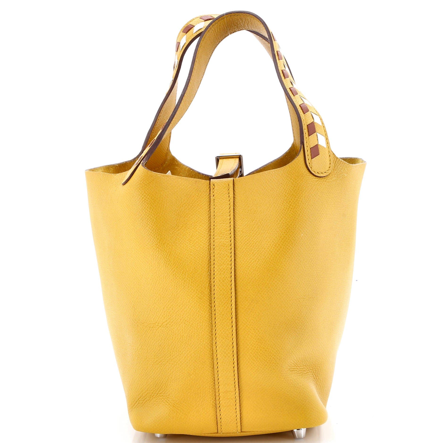 Picotin Lock Bag Tressage Epsom PM, Main, color, Yellow