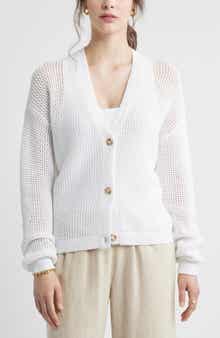 Caslon® Open Stitch Cotton Cardigan