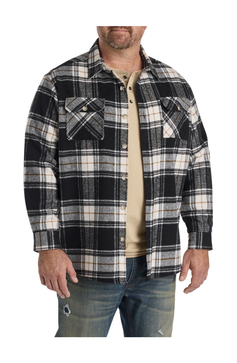 True Nation by DXL Big & Tall Flannel Shirt Jacket, Alternate, color, Black