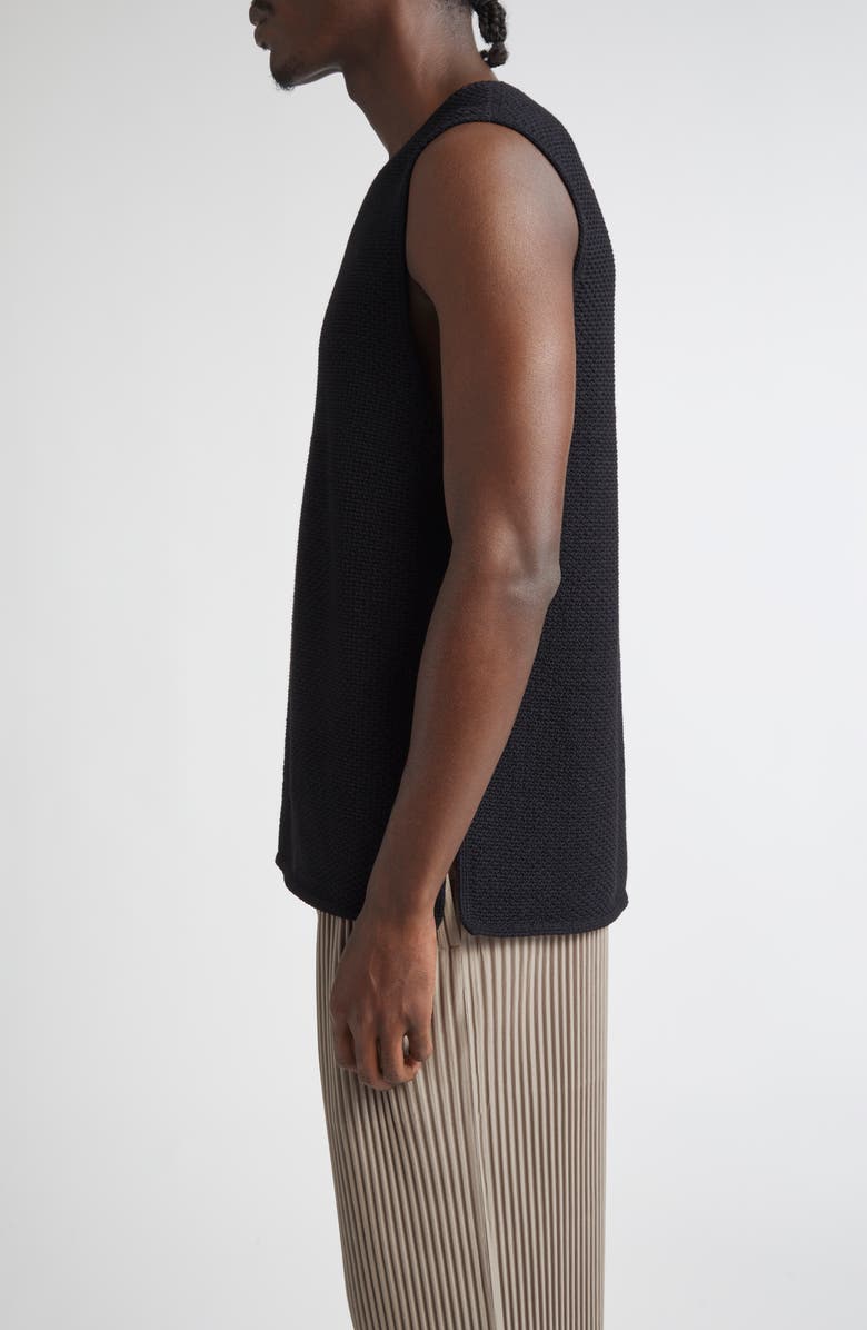 Homme Plissé Issey Miyake Rustic Knit Sweater Vest, Alternate, color, Black