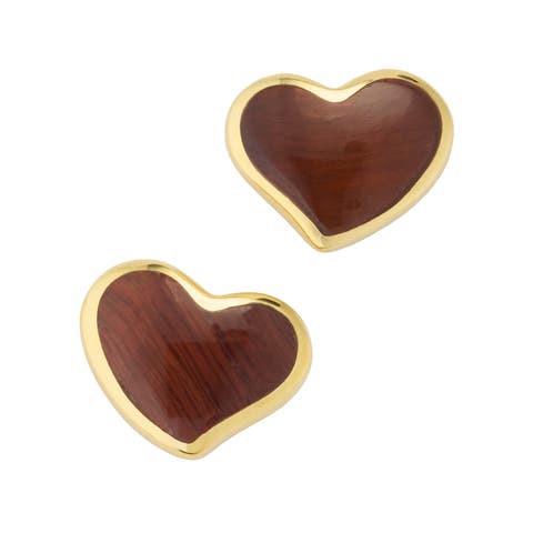Heart Stud Earring Set In Sterling With 18K Gold Overlay