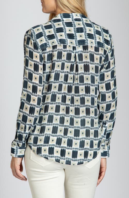 Apny Abstract Print Roll Tab Sleeve Chiffon Button-up Shirt In Multi