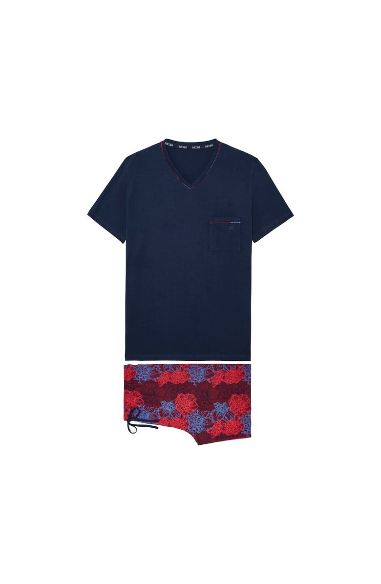 HOM Bouquet Short Pajama Set, Main, color, Bordeaux Print