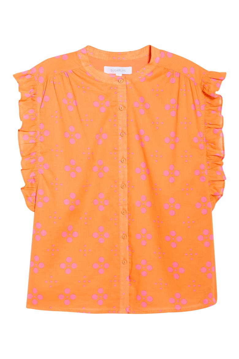 Donna Dot Hessi Sleeveless Button-Up Shirt, Alternate, color, ORANGE-PINK