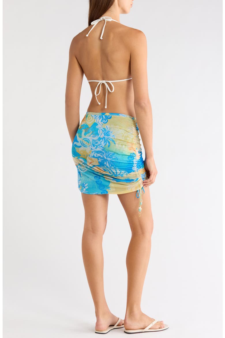 Isla Drawstring Cover-Up Miniskirt, Alternate, color, LIMONCELLO LAGOON