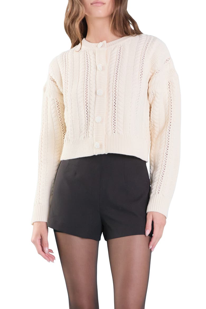 Cable Stitch Cardigan, Main, color, CREAM
