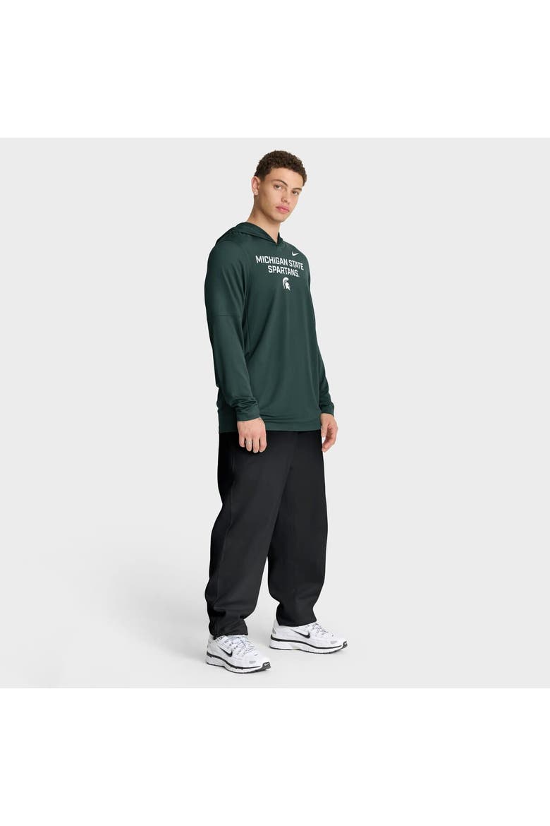 Men's Nike Green Michigan State Spartans 2025 Sideline Dri-FIT Long Sleeve Hoodie T-Shirt, Alternate, color, Green