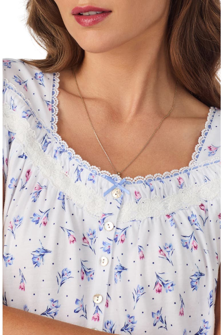 Floral Cap Sleeve Nightgown, Alternate, color, WHITE/ DOT