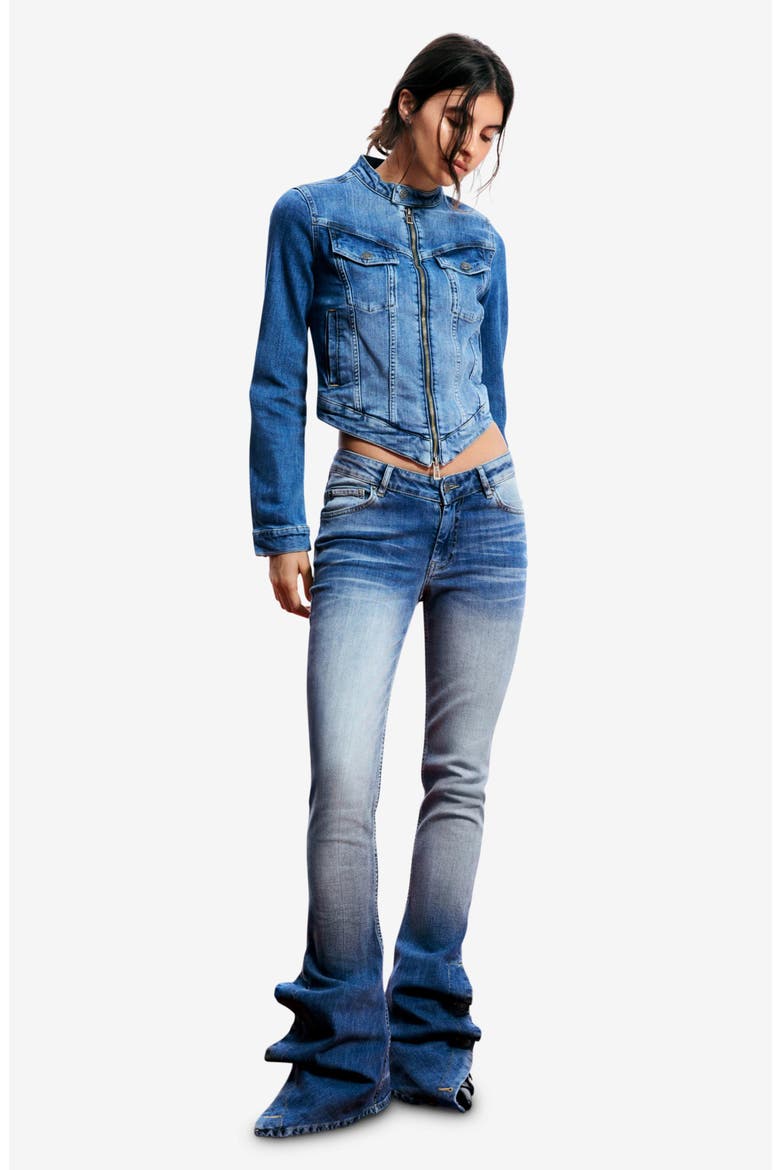 Asymmetric Stretch Denim Jacket, Alternate, color, MEDIUM BLUE