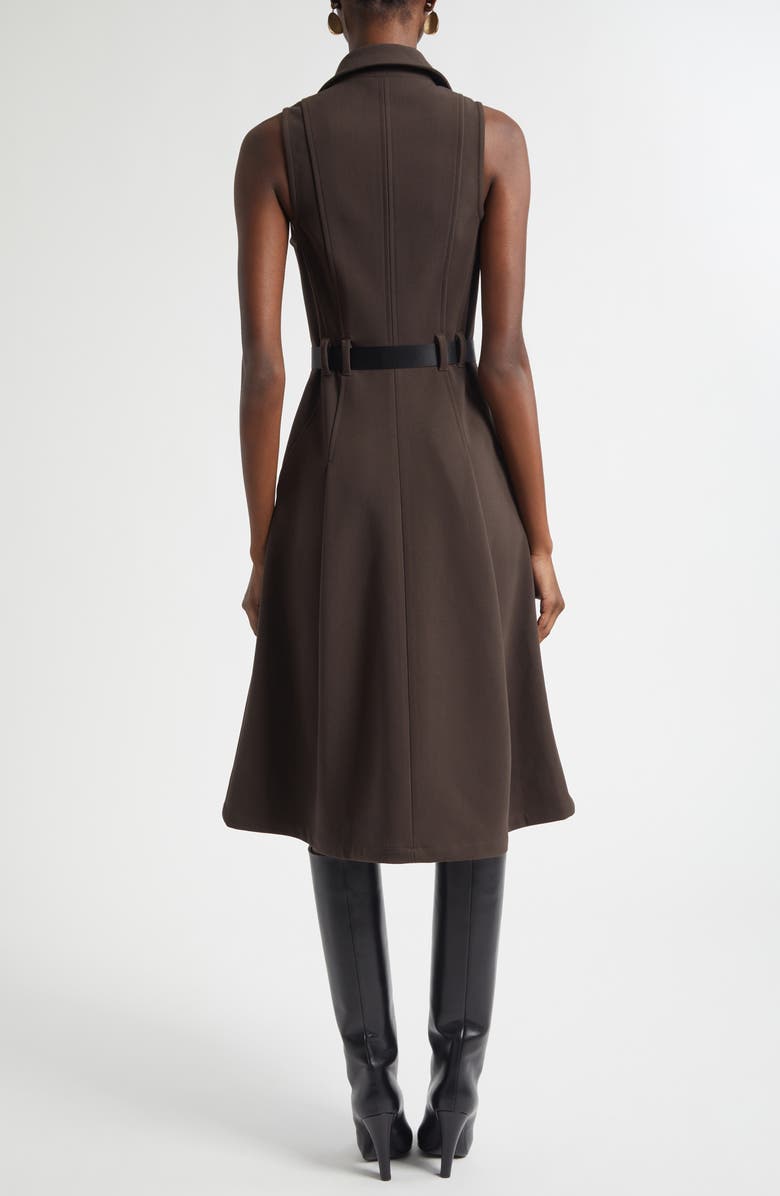 L'AGENCE Kylo Belted Sleeveless Shirtdress, Alternate, color, Dark Brown