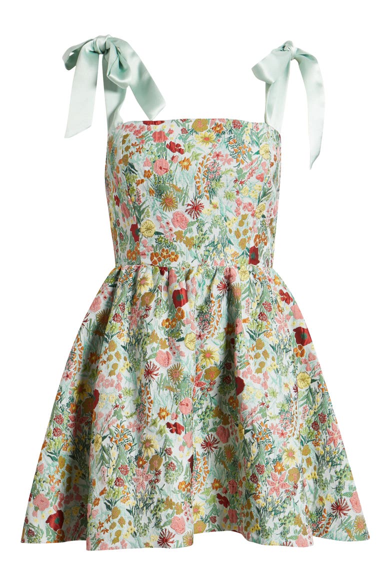 Natalie Brocade Cocktail Minidress, Alternate, color, GREEN MULTI FLORAL