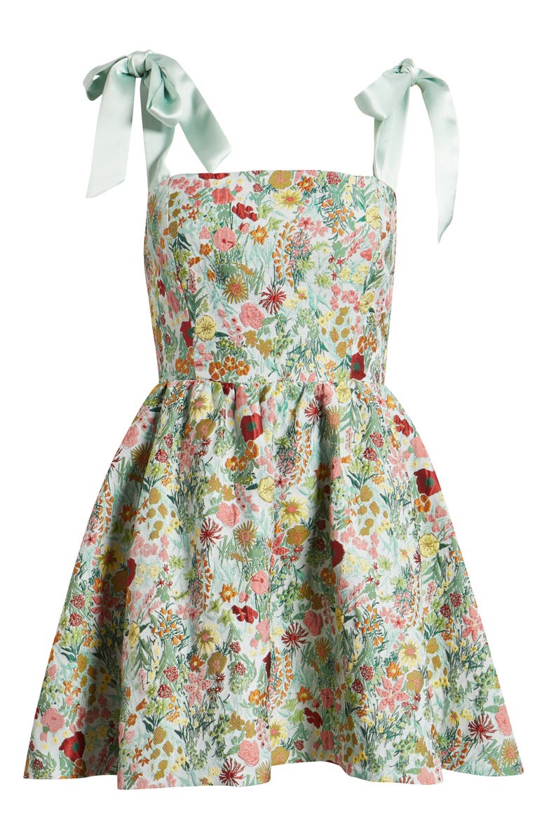 Lucy Paris Natalie Brocade Cocktail Minidress, Alternate, color, Green Multi Floral