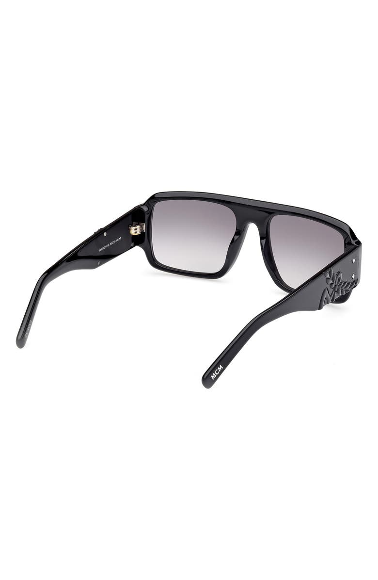 MCM 55mm Polarized Navigator Sunglasses, Alternate, color, Shiny Black / Gradient Smoke