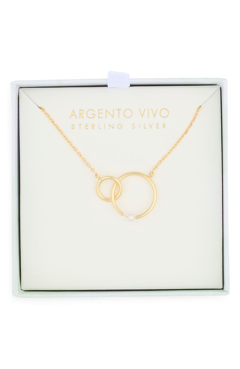 Argento Vivo Sterling Silver Interlink Circle Faux Pearl Necklace, Main, color, Gold
