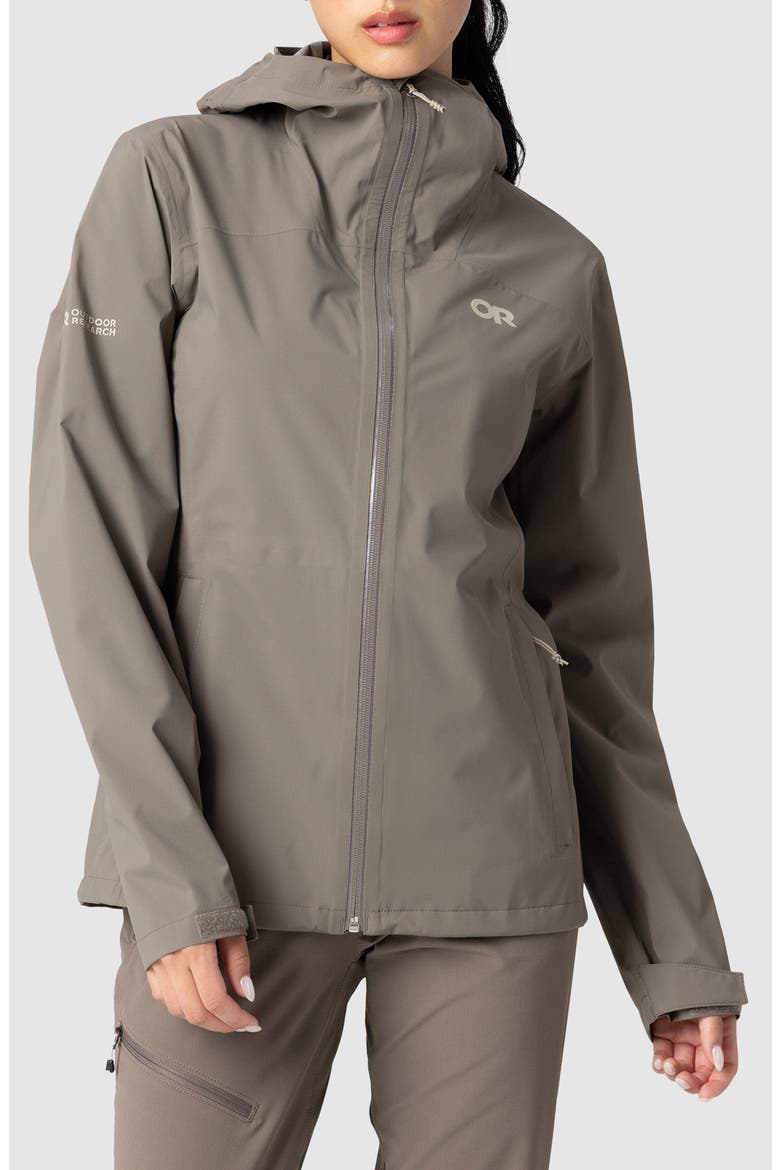 Stratoburst Packable Rain Jacket, Main, color, GRAVEL