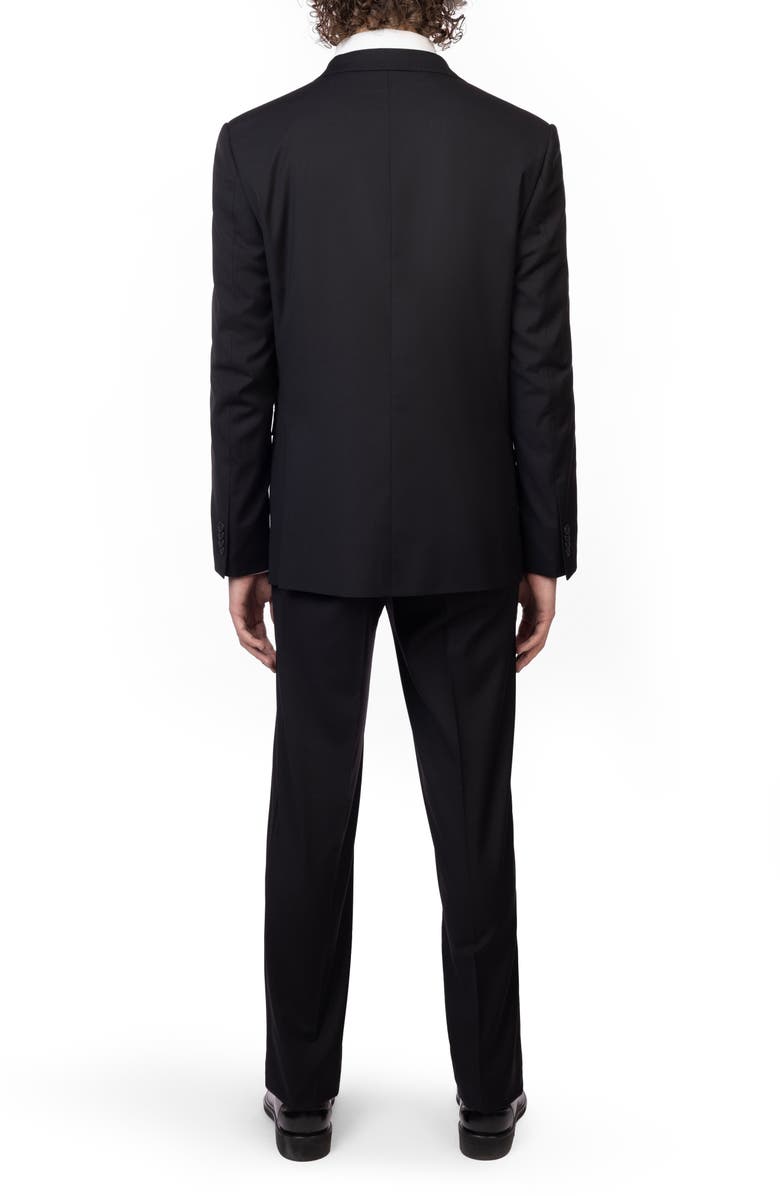 ZANETTI Black Trim Fit Mélange Suit, Alternate, color, Black