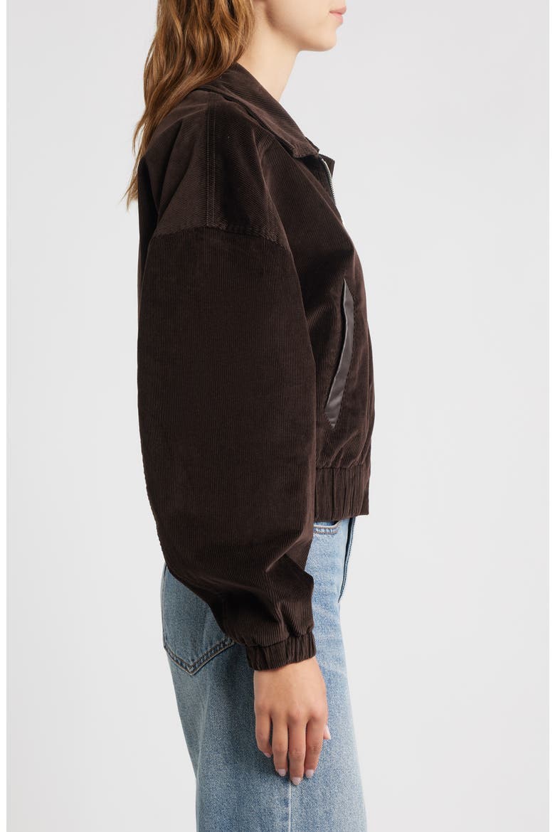 Lara Cotton Blend Corduroy Bomber Jacket, Alternate, color, DARK BROWN