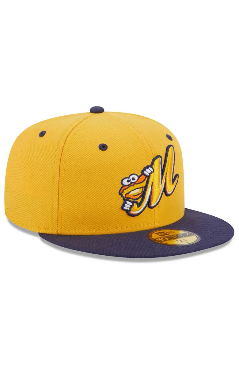 New Era Men's New Era Gold Montgomery Biscuits Authentic Collection Alternate Logo 59FIFTY Fitted Hat, Alternate, color, 
